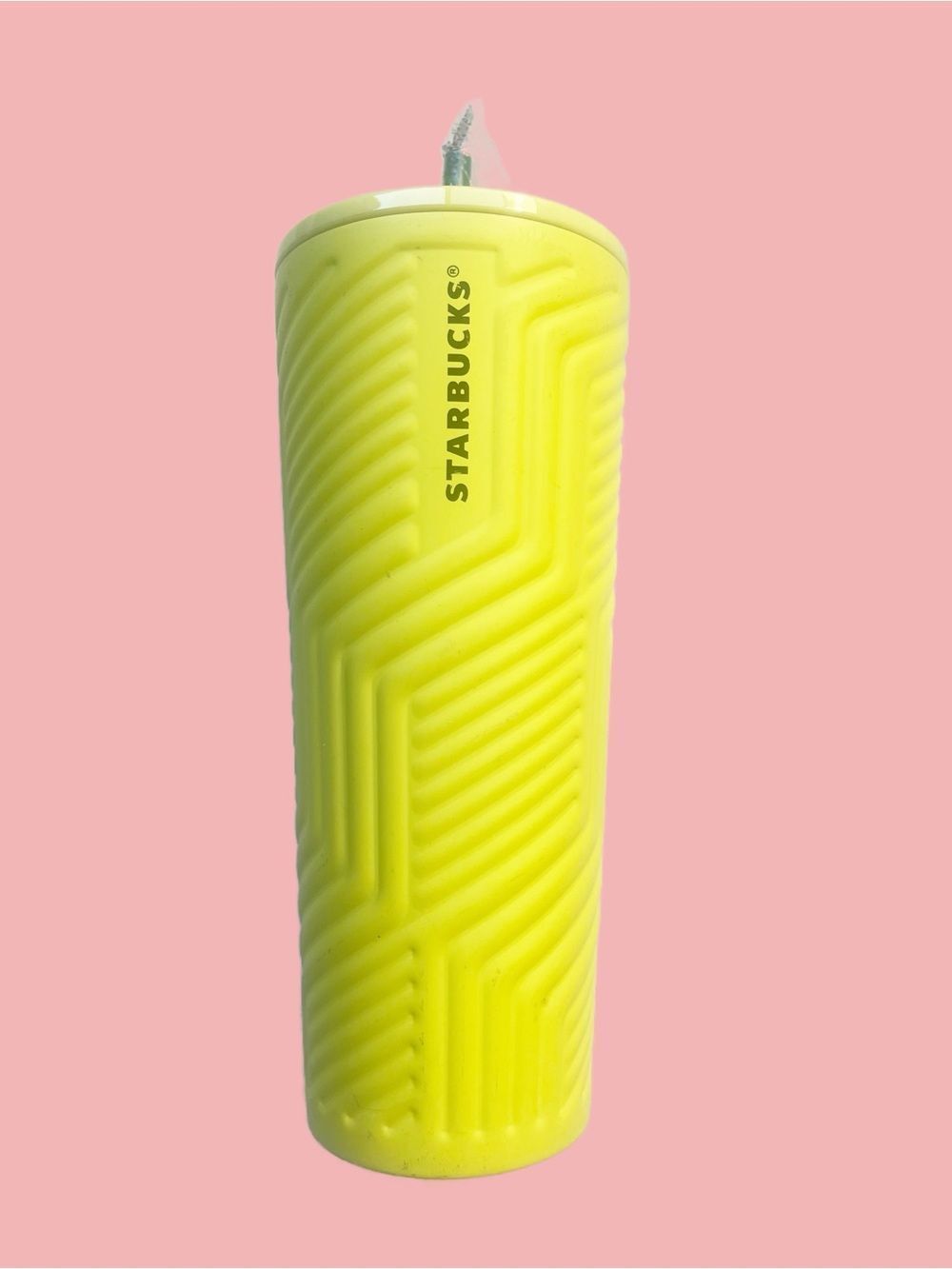 Giveaway.  Starbucks yellow green tumbler.